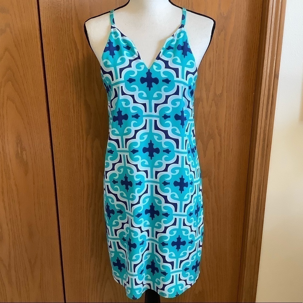 Annie Griffin Turquoise Silk Halter Dress Sz-S
